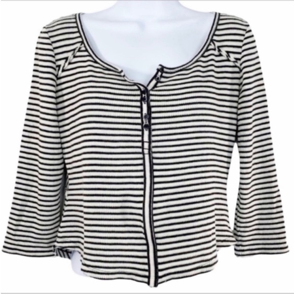 WE THE FREE - FREE PEOPLE striped cropped blouse top M - Picture 1 of 9